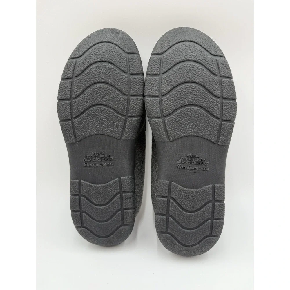 Dearfoams Dark Gray Wool Blend Memory Foam No Sweat Slippers‎ Men’s US 9/10